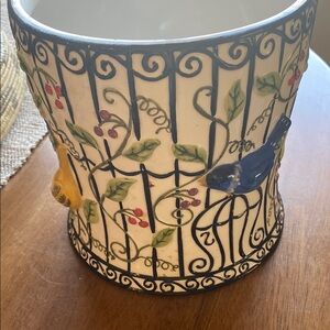 Vintage 2002 CLAY ART LA CAGE pot/utensil holder. No lid. I used it as a planter